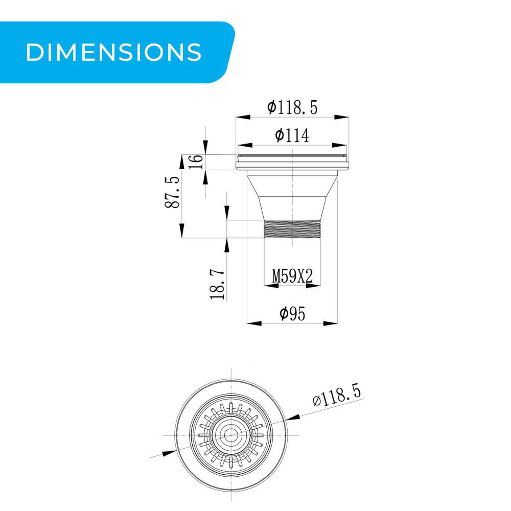 Higold round stainless steel strainer and waste for granite composite kitchen sink dimensions guide
