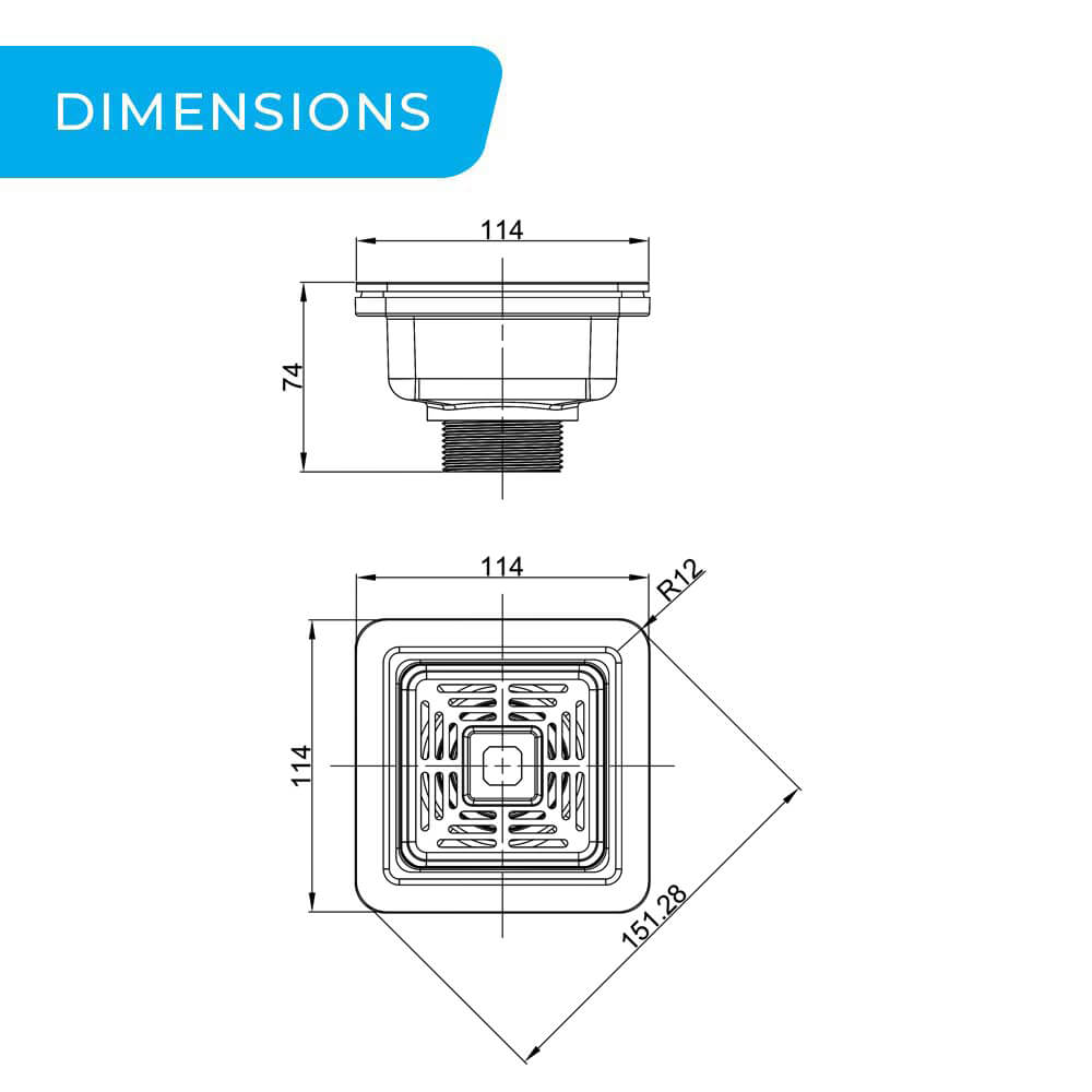Higold square stainless steel kitchen sink strainer and waste dimensions guide