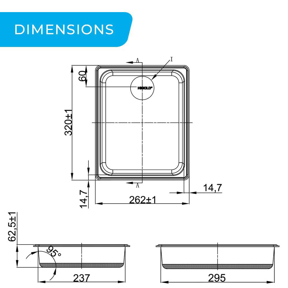 Higold 320mm plastic basin dimensions guide