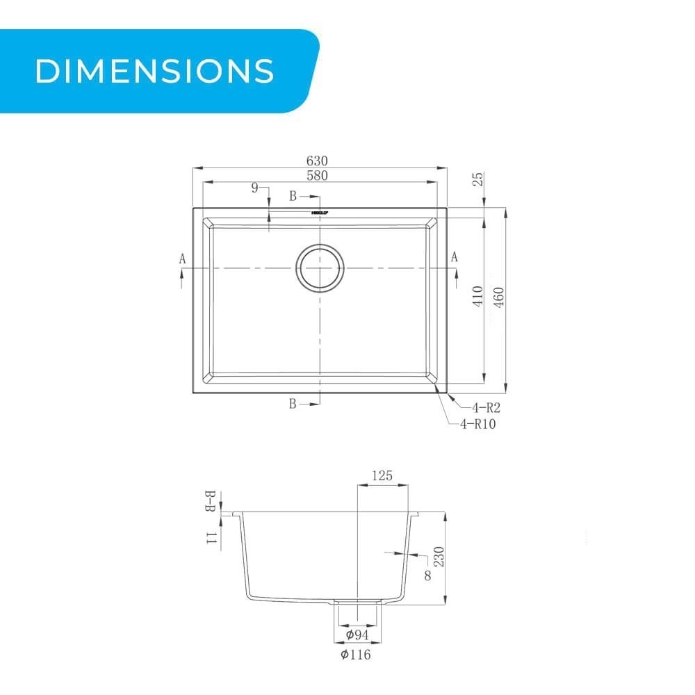 Composite Kitchen Sink 630mm Dimensions Guide