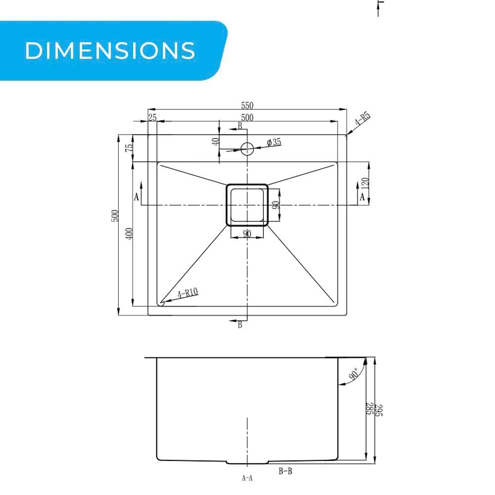 higold compact stainless steel kitchen sink size guide