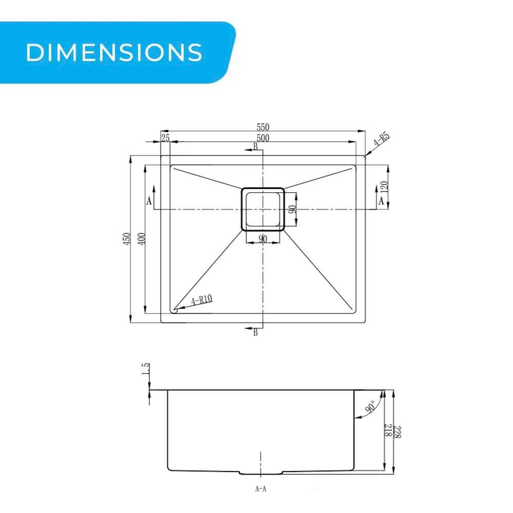 modern stainless steel square kitchen sink